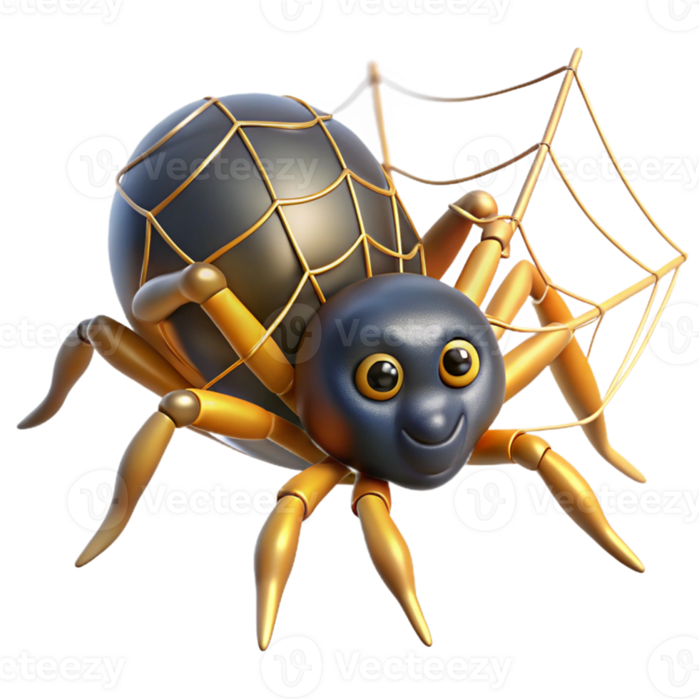 impressive contemporary A mischievous Anansi the spider, spinning a web of golden thread, illuminated by dappled sunlight. West African folklore style high resolution png