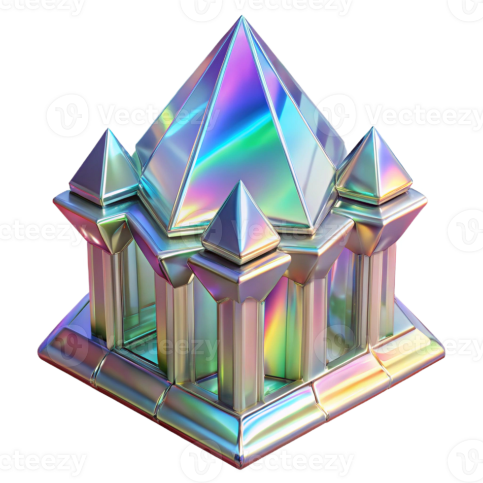 elegant abstract Crystal palace, intricate facets, rainbow refractions, art nouveau style original png