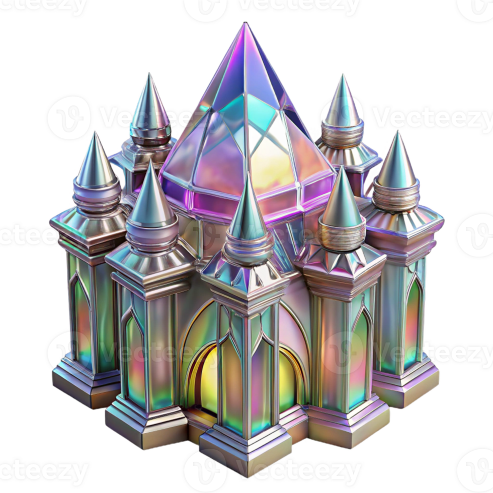vibrant classic Crystal palace, intricate facets, rainbow refractions, art nouveau style high resolution png
