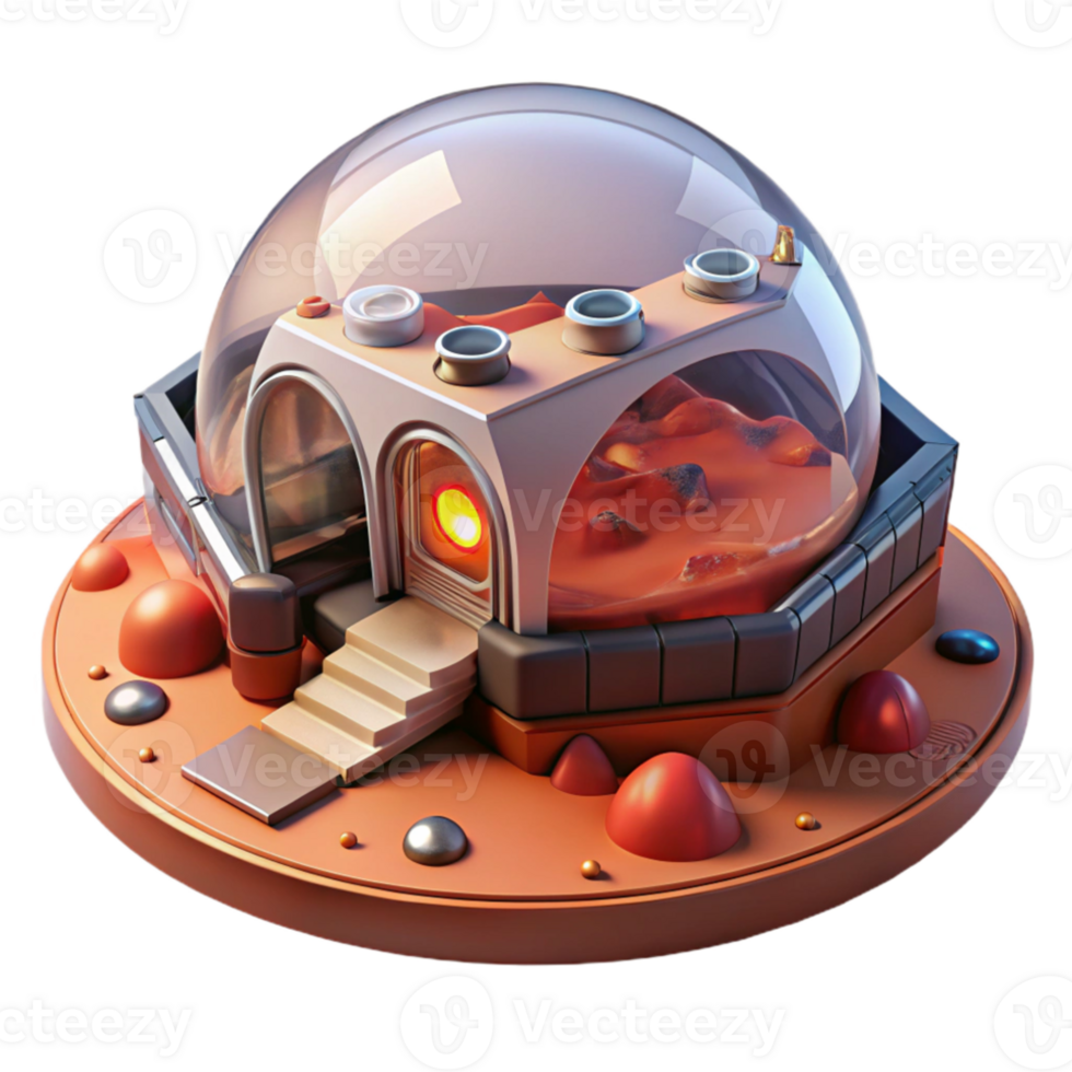 wonderful classic Mars habitat, modular design, red Martian landscape, artificial light high resolution png
