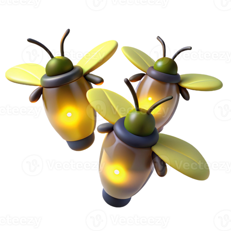 impressive creative A group of fireflies glowing in the night, forest setting, dark background genuine png