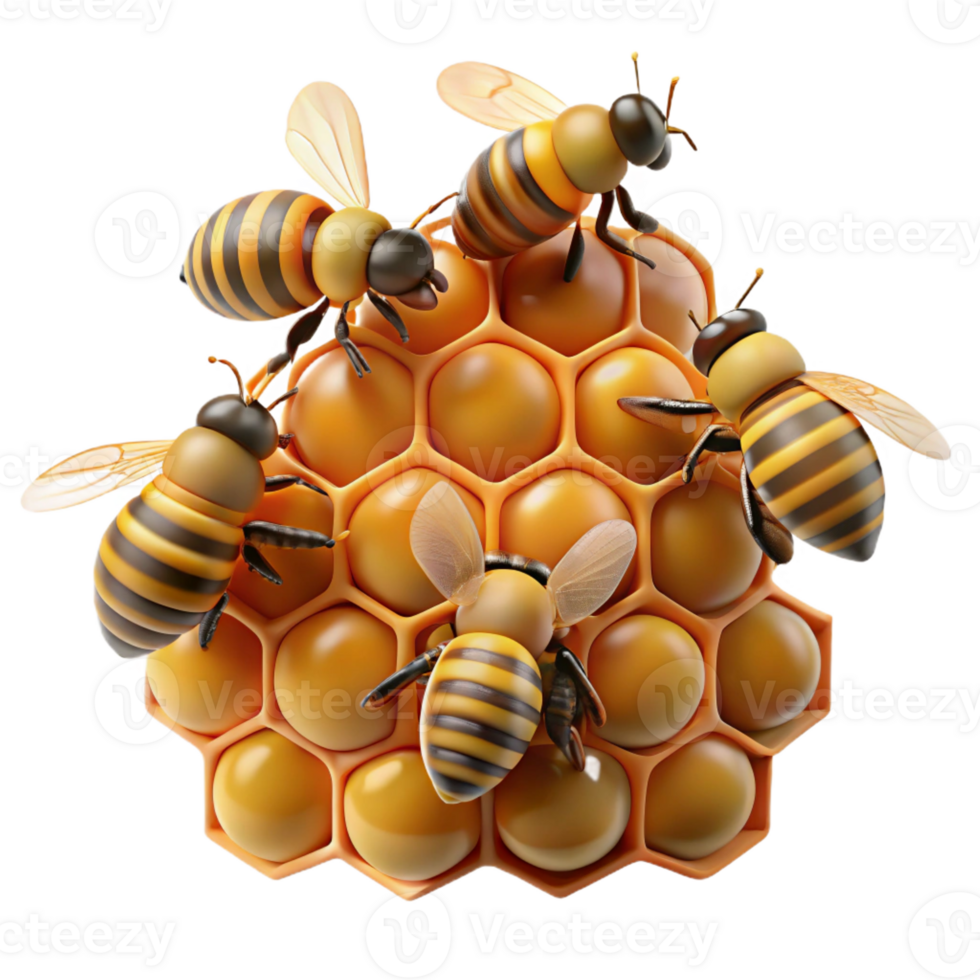 dramatic rustic A swarm of bees buzzing around a honeycomb, close-up, macro photography style high resolution png