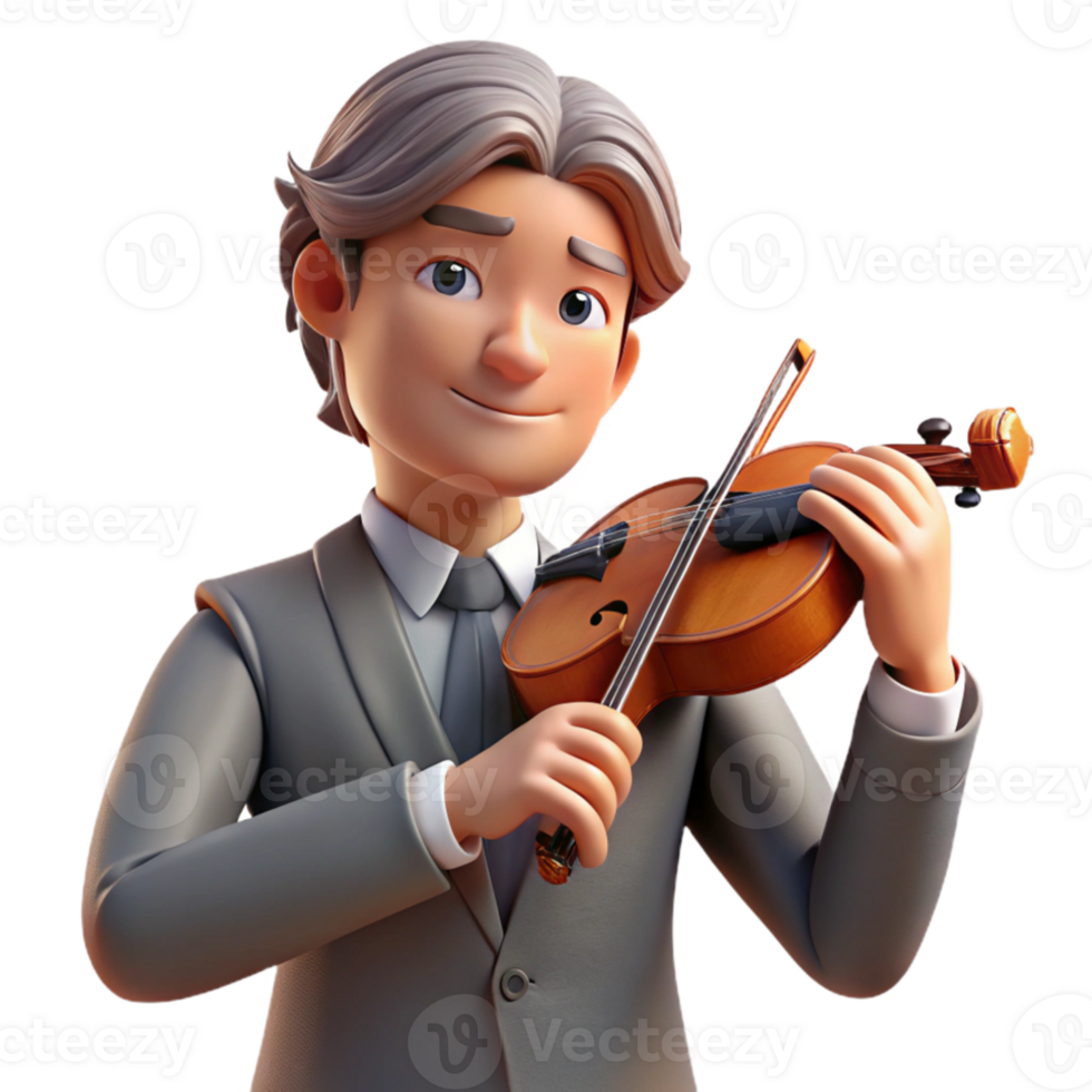 wonderful vintage Portrait of a thoughtful musician holding a violin, soft, diffused lighting, Romantic style professional png