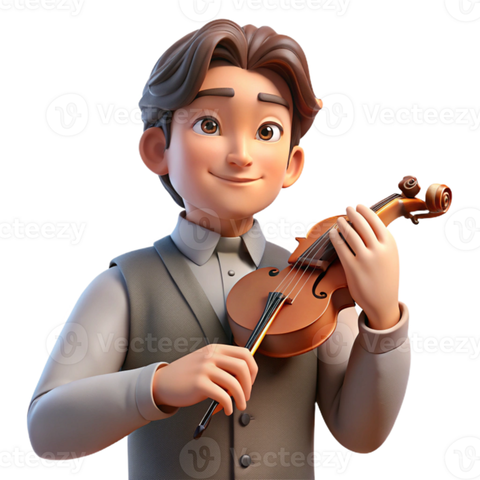 serene traditional Portrait of a thoughtful musician holding a violin, soft, diffused lighting, Romantic style high quality png