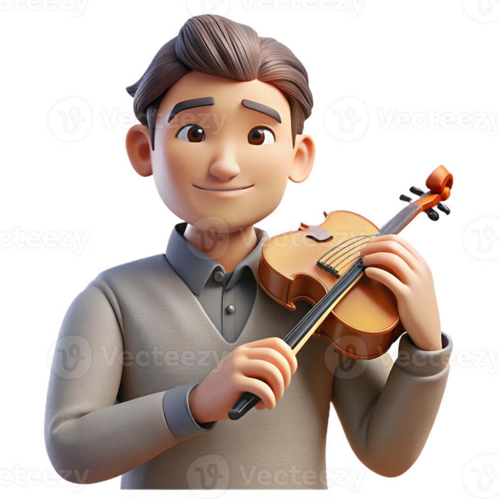vibrant rustic Portrait of a thoughtful musician holding a violin, soft, diffused lighting, Romantic style exclusive png