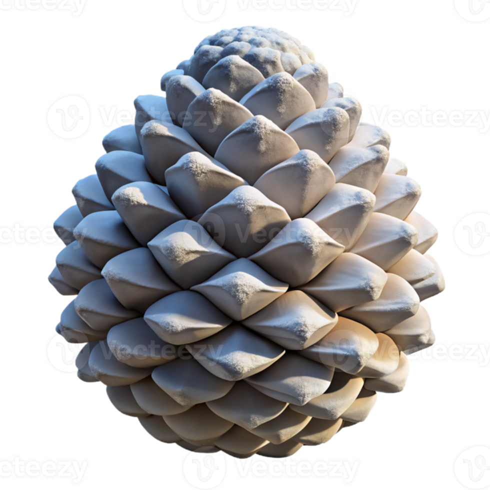 extraordinary minimalist A snow-covered pine cone, close-up, crisp winter light detailed png