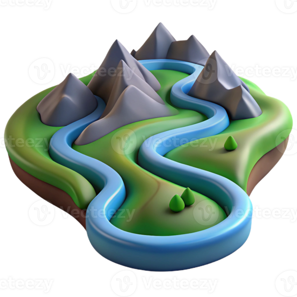 dramatic minimalist A winding river flowing through a valley, aerial view, landscape photography style exclusive png