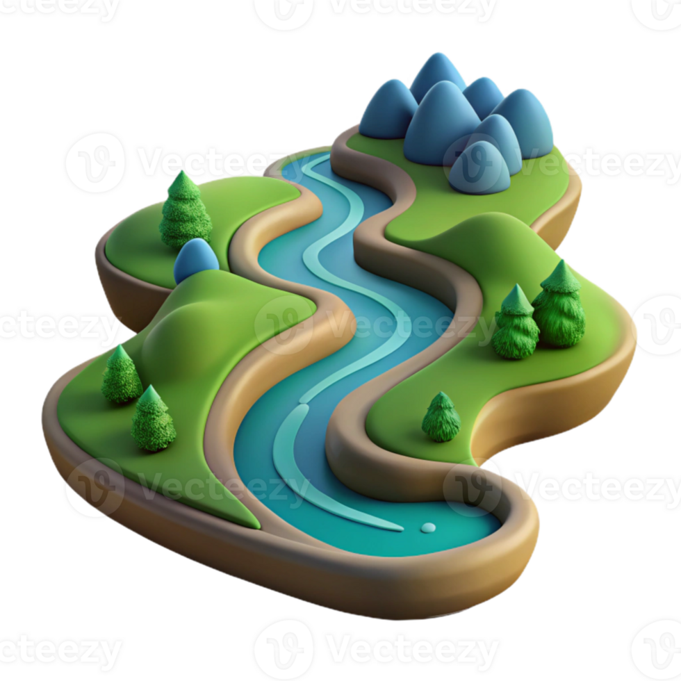 stunning classic A winding river flowing through a valley, aerial view, landscape photography style 4K png