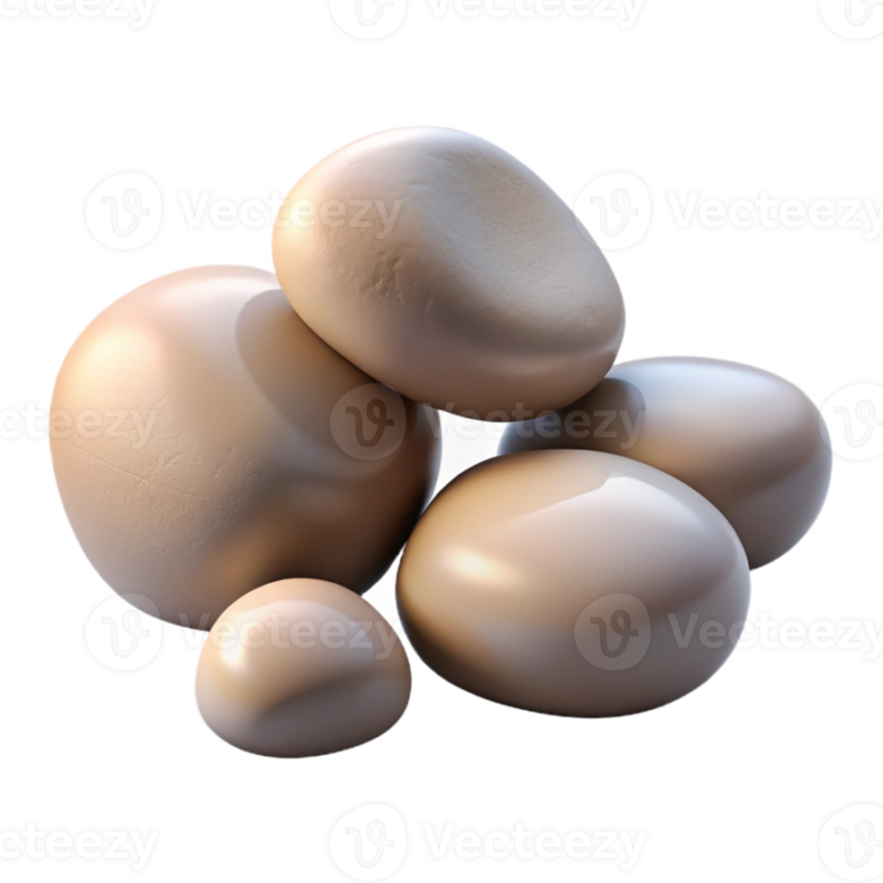 stunning rustic A group of pebbles on a beach, smooth and polished, soft lighting premium png