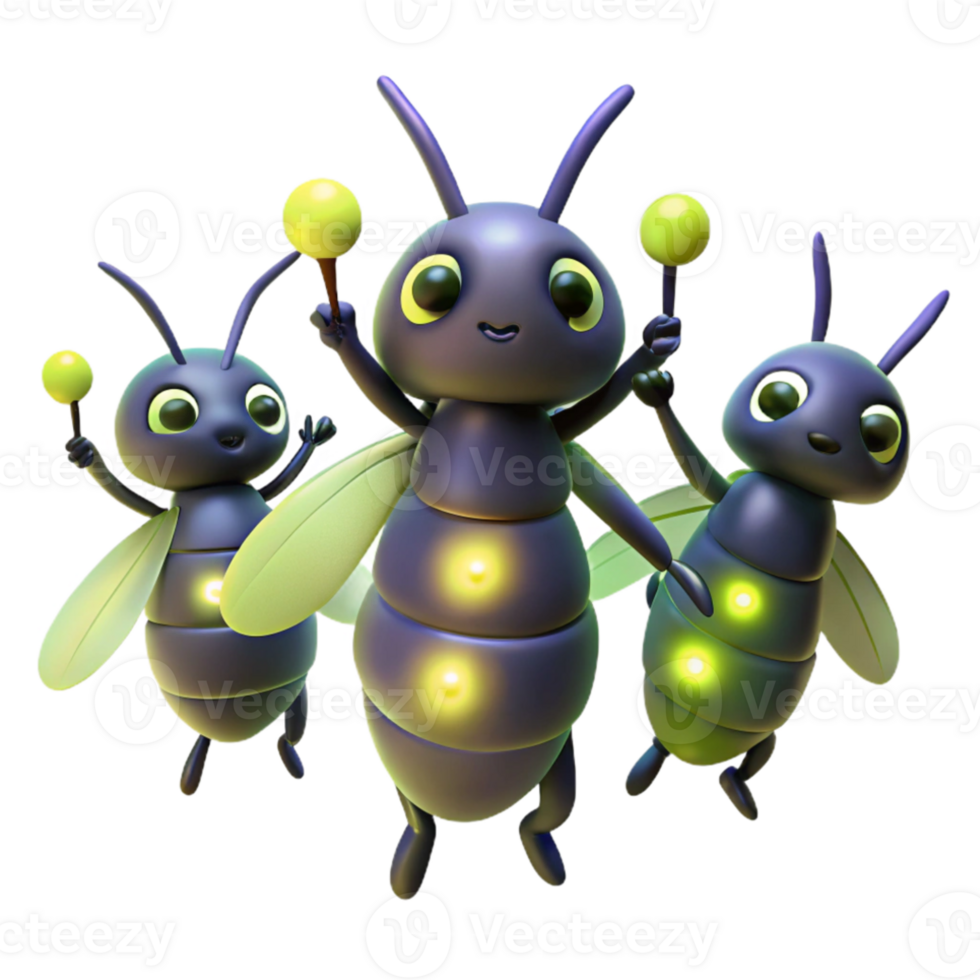 wonderful abstract A group of fireflies dancing in the night, bioluminescent, magical realism style high quality png