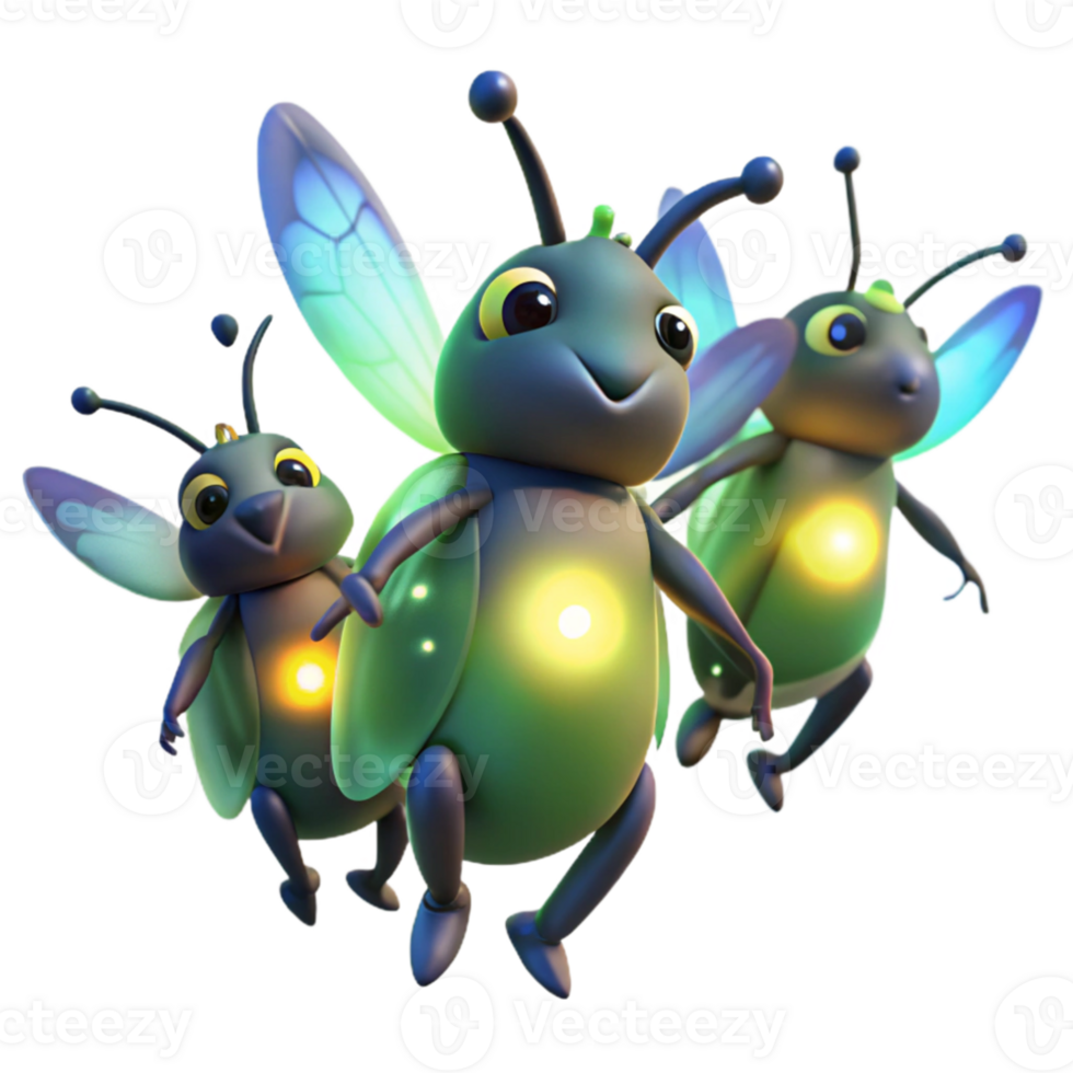 stunning classic A group of fireflies dancing in the night, bioluminescent, magical realism style exclusive png