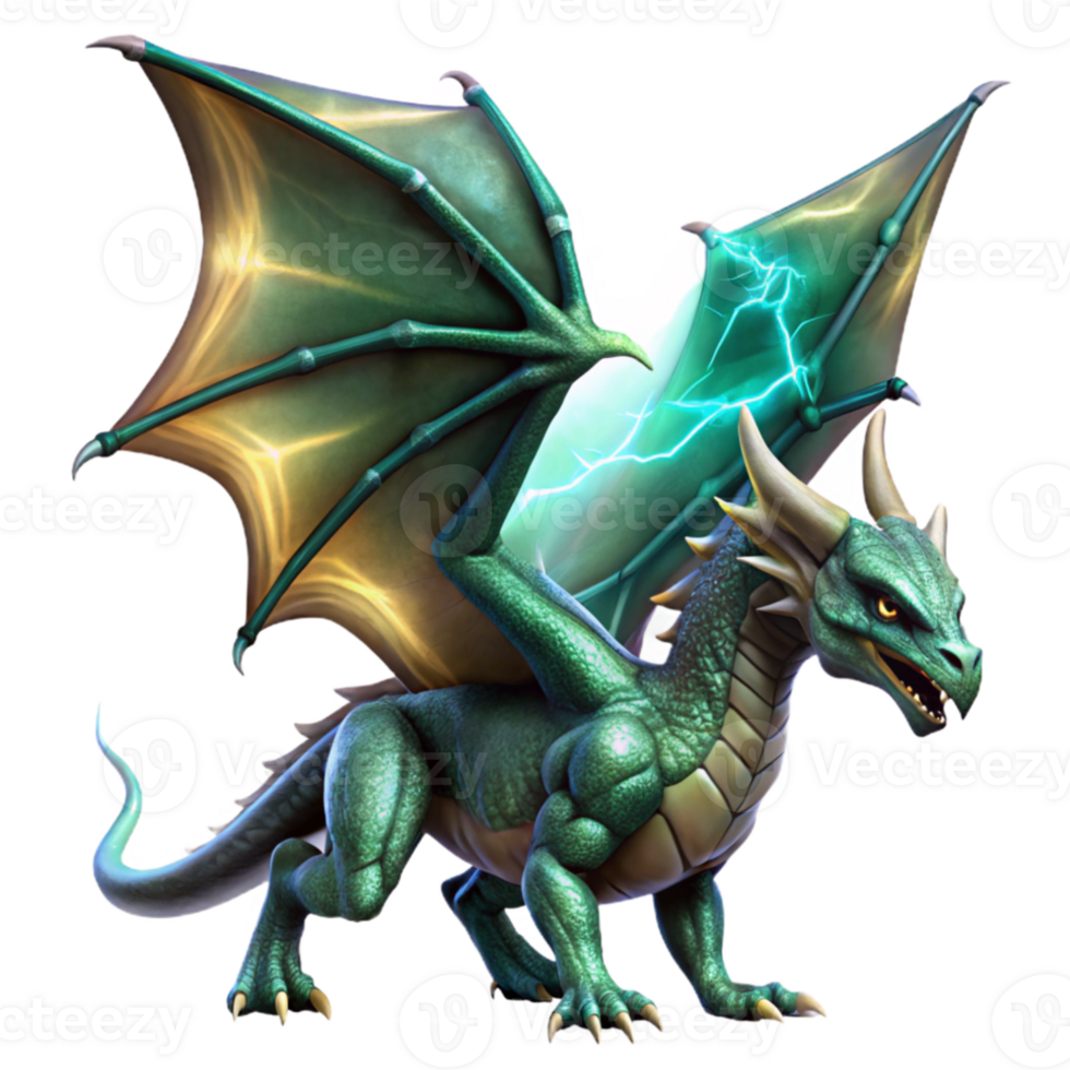 extraordinary abstract A fearsome dragon with scales of polished emerald, soaring through a stormy sky, illuminated by flashes of lightning. Epic fantasy, digital painting style professional png
