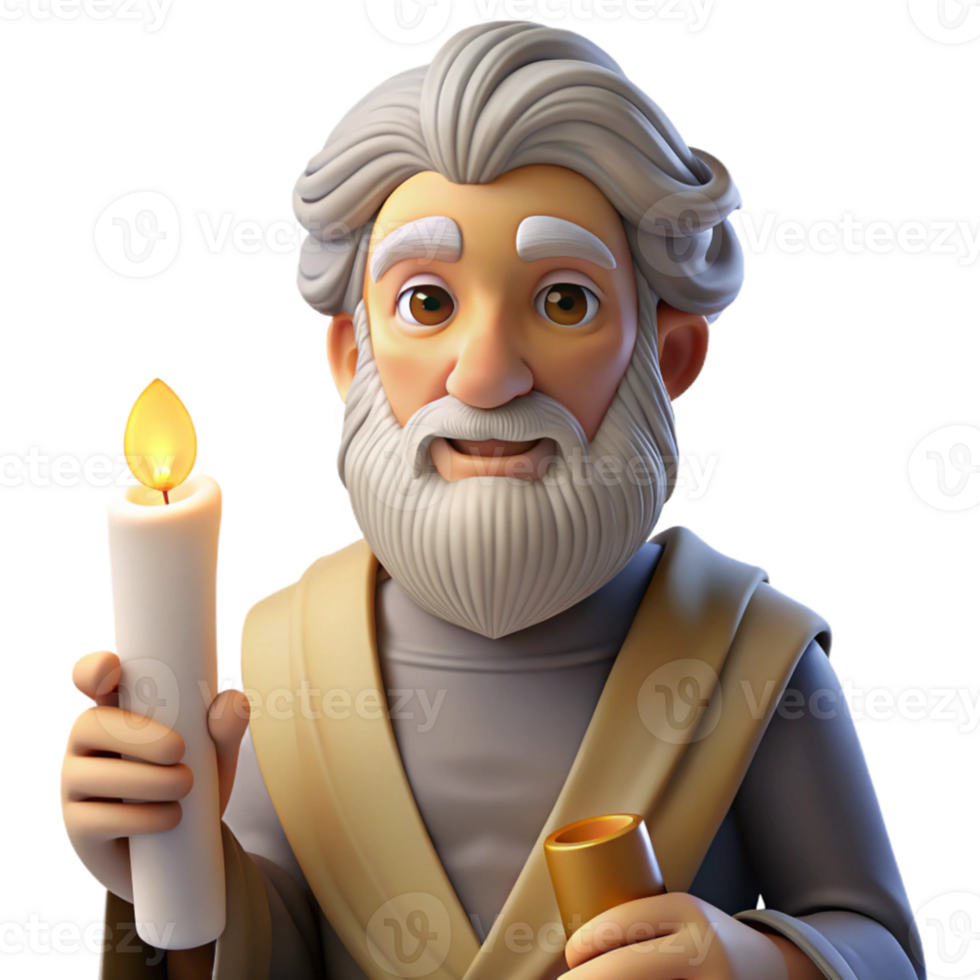 extraordinary contemporary Portrait of an ancient philosopher with a long white beard, a thoughtful expression, and a scroll in hand, lit by warm candlelight, classical Greek style genuine png