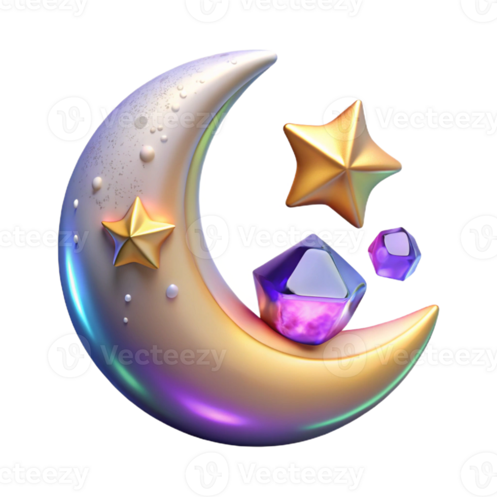 stunning abstract Crescent Moon with Stars Transparent for Astronomy Projects professional png