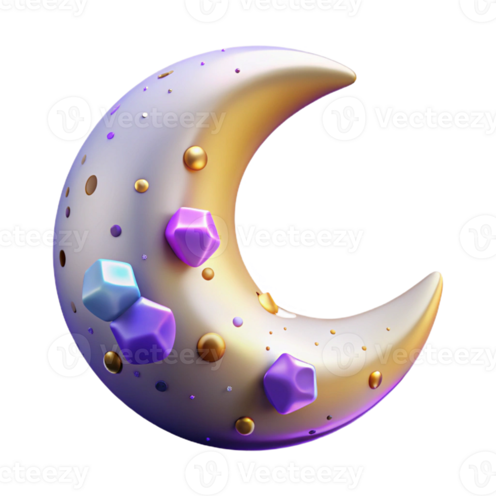 magnificent traditional Crescent Shape Moon Isolated for Night Sky Art premium png