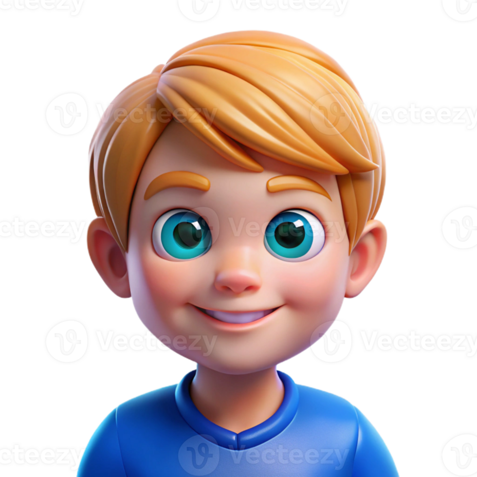 elegant artistic Portrait of a child with bright blue eyes and a mischievous smile, lit by natural window light, in an impressionistic style premium png