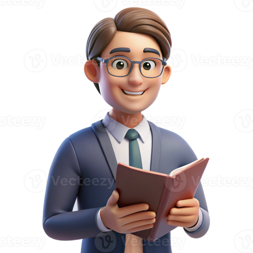 wonderful minimalist Portrait of a teacher with a book, lit by warm classroom lighting, in a painterly style exclusive png