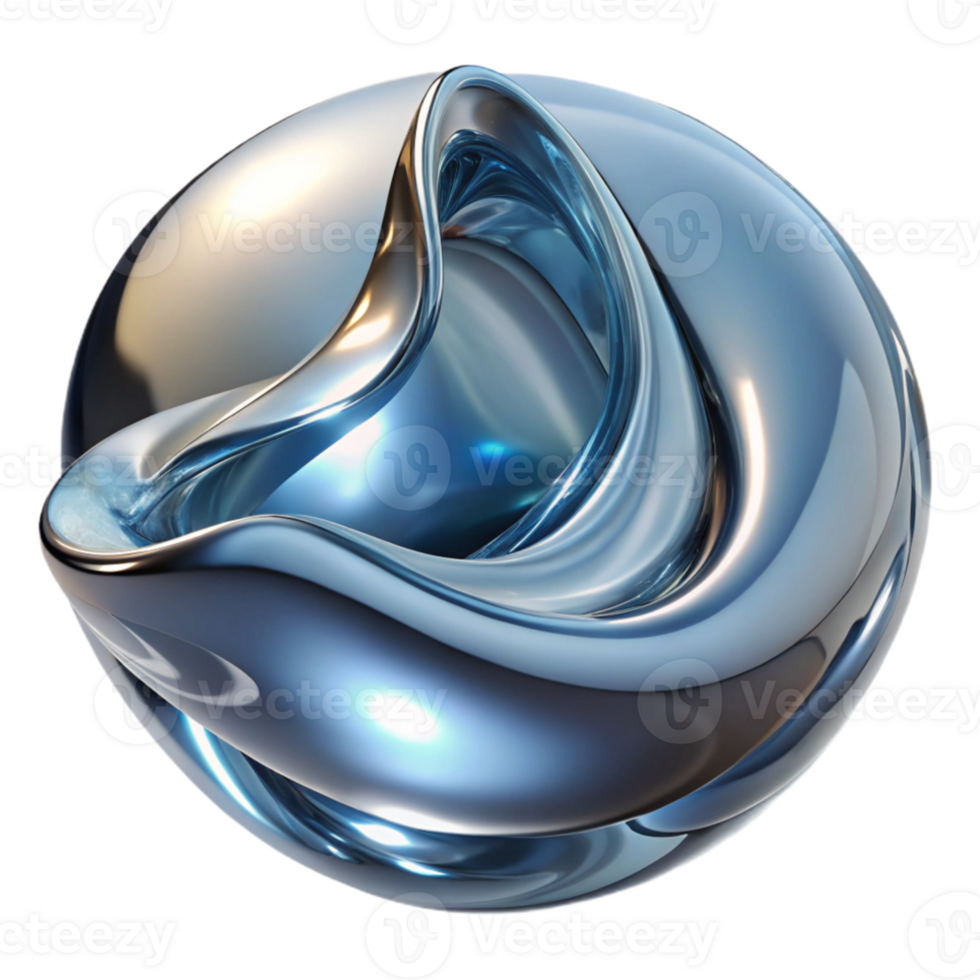 serene vintage A fluid, morphing sculpture of chrome and glass, with realistic reflections and refractions, under a cool, ambient light high quality png