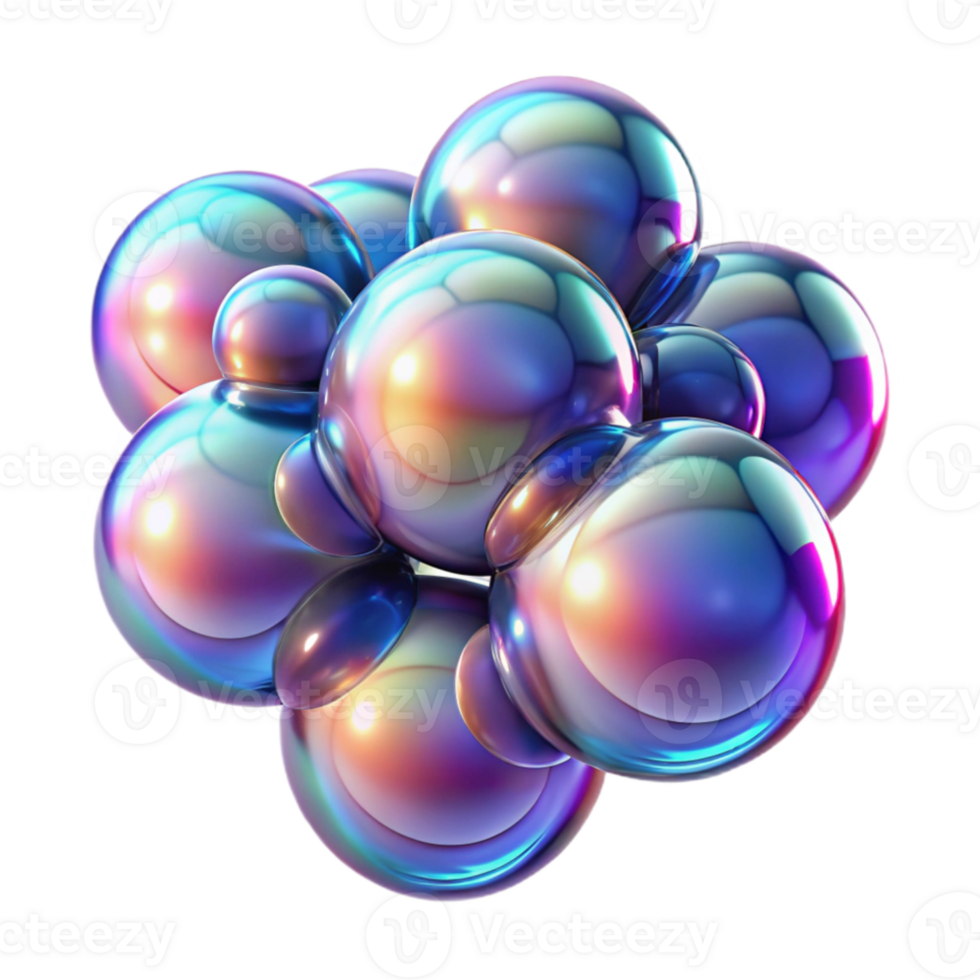 elegant creative A cluster of iridescent bubbles, floating in zero gravity, with realistic reflections and refractions, under a bright, studio light premium png