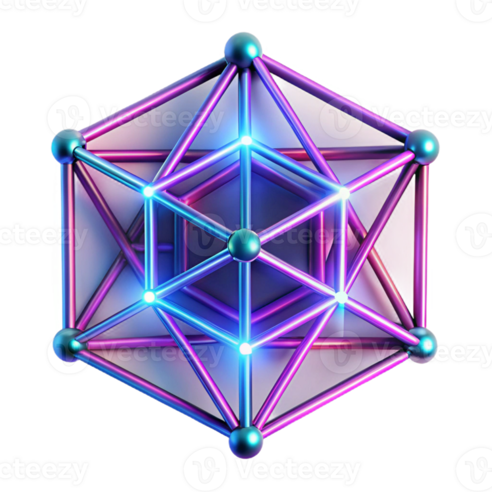 serene minimalist A network of interconnected, glowing neon lines forming geometric shapes, with a dark, cyberpunk aesthetic and high contrast lighting detailed png