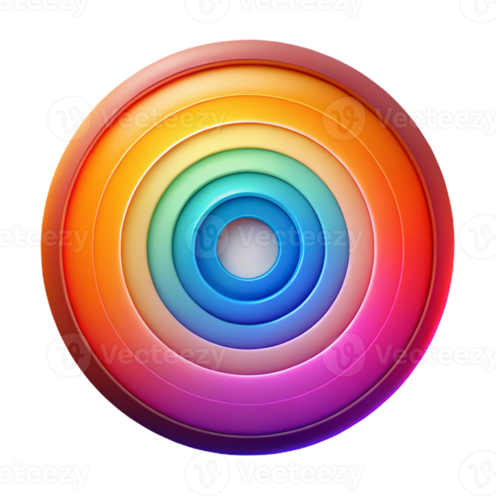 impressive classic A series of concentric circles, radiating outwards in a vibrant, spectral color scheme, illuminated by a pulsating, strobe light, op art style original png
