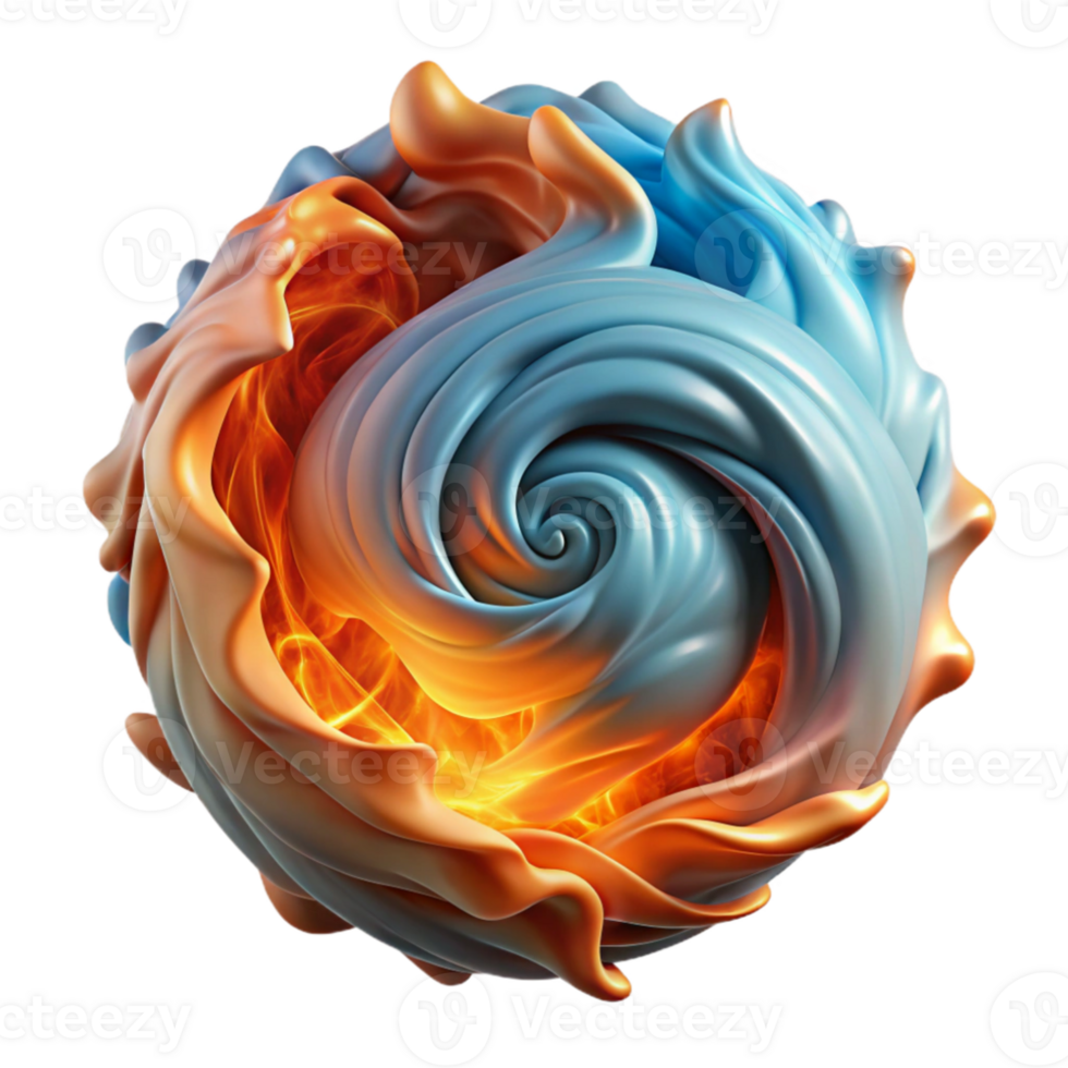 vibrant minimalist A swirling mass of fire and ice, creating abstract shapes and patterns, with a dramatic, contrasting atmosphere 4K png