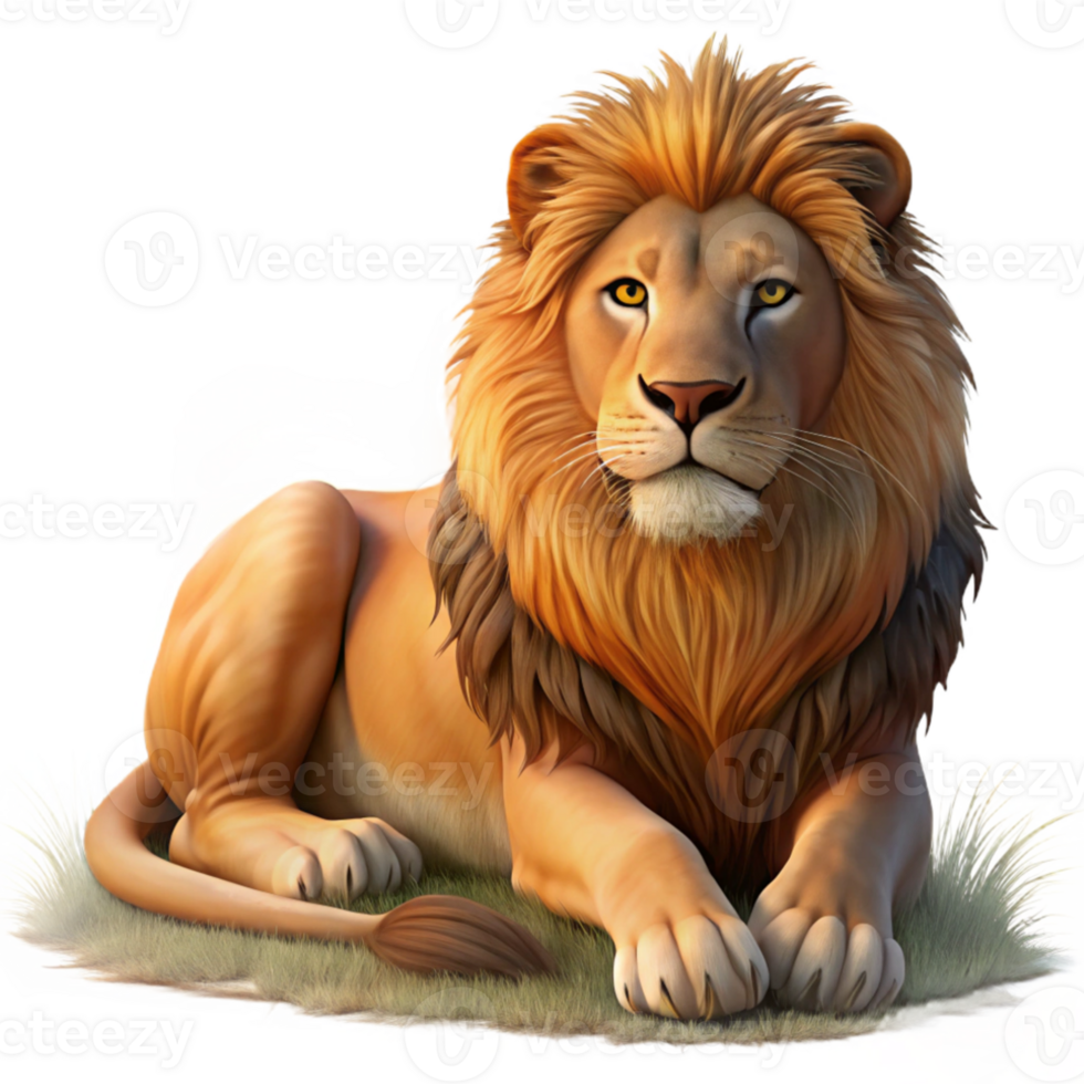 serene modern A regal African lion pride resting in the savanna at golden hour, painted in a classic oil painting style premium png