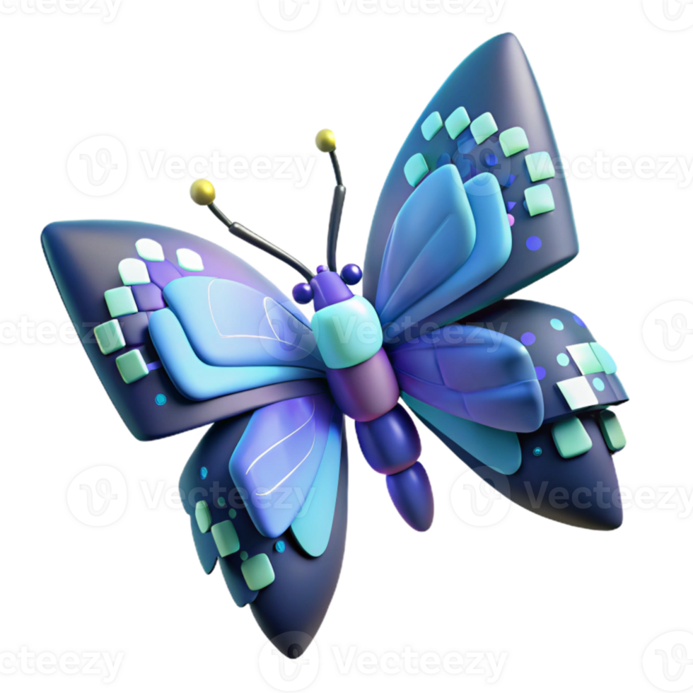 vibrant rustic A digital butterfly with pixelated wings, fluttering through a stream of binary code, glitchy and cyberpunk style high resolution png