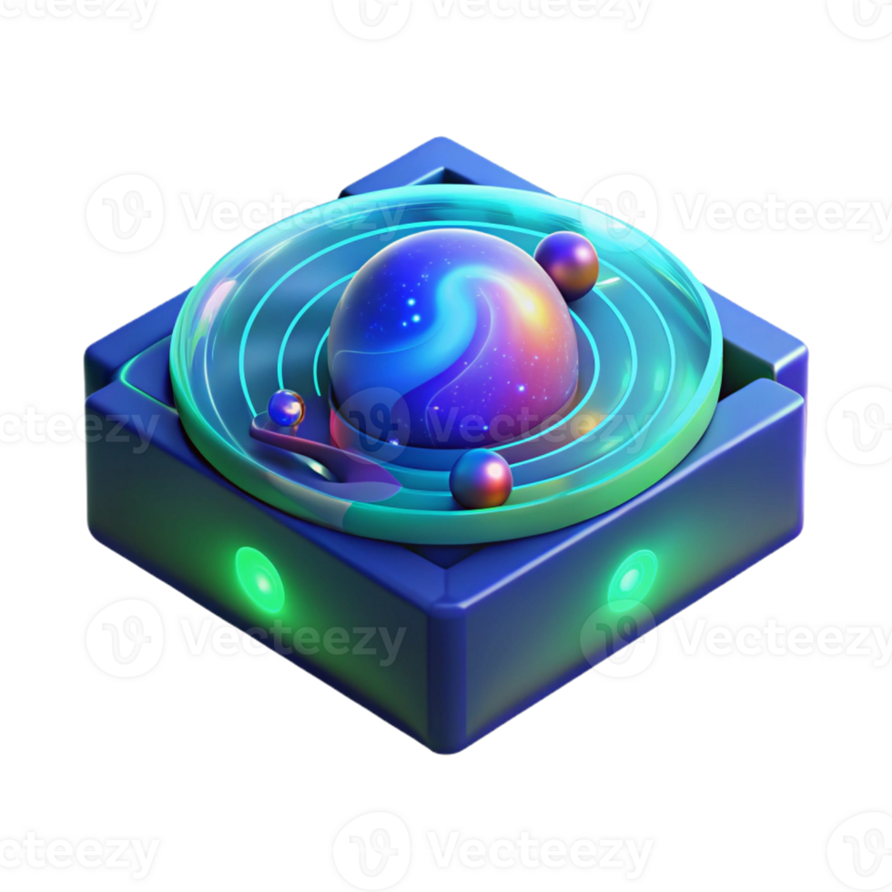stunning creative A holographic projection of a galaxy map, flickering and glitching, dark blue and green hues, data-driven visualization style genuine png