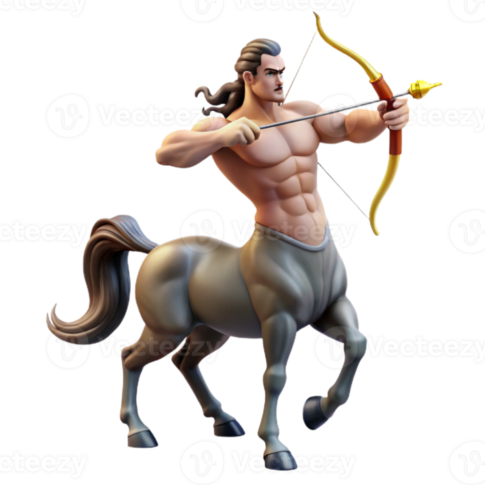 extraordinary classic A powerful centaur, drawing back a bow and arrow, muscles rippling, dramatic lighting, heroic fantasy style high quality png