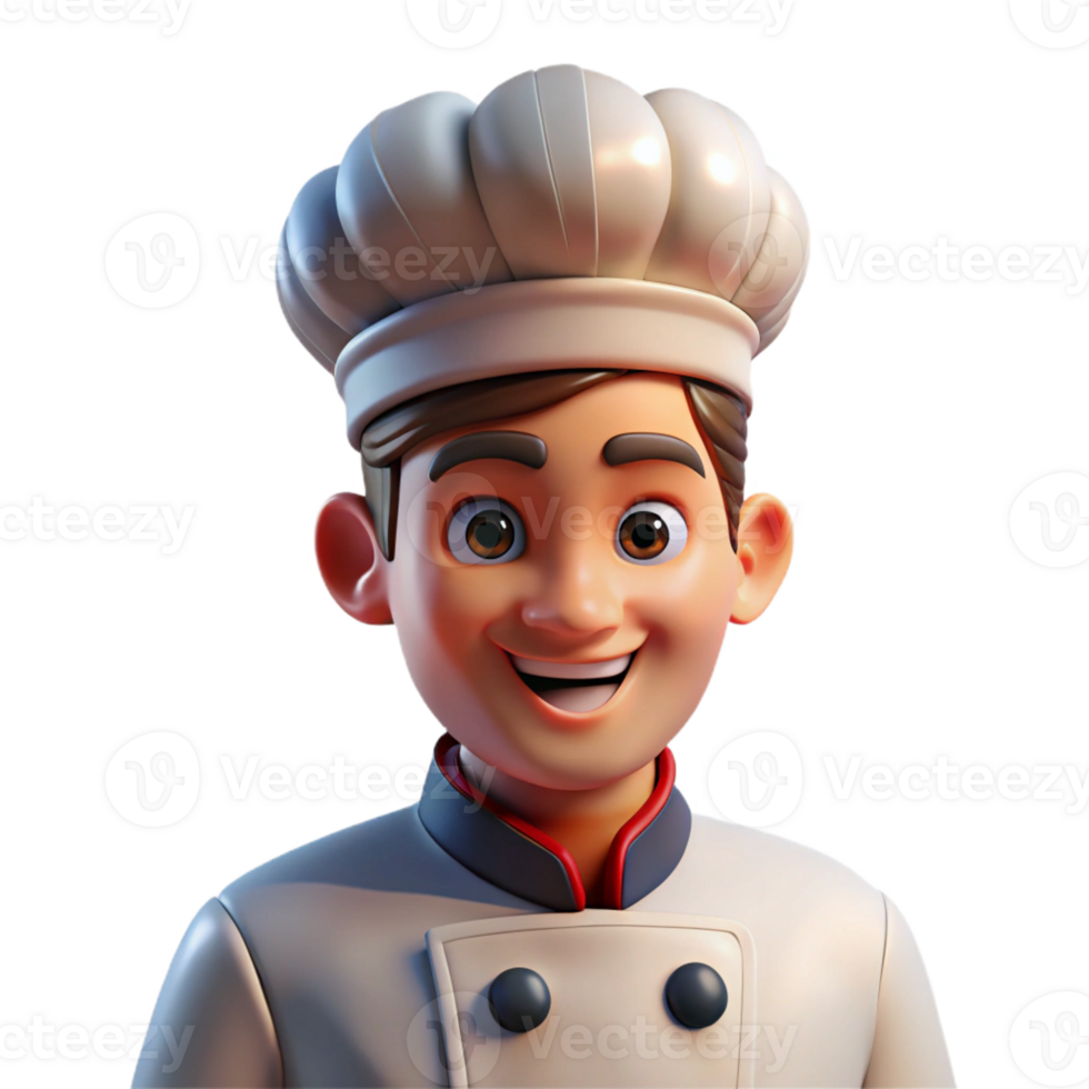 vibrant contemporary Portrait of a skilled chef with a confident smirk, illuminated by the bright lights of a professional kitchen, rendered in a realistic digital painting style high quality png
