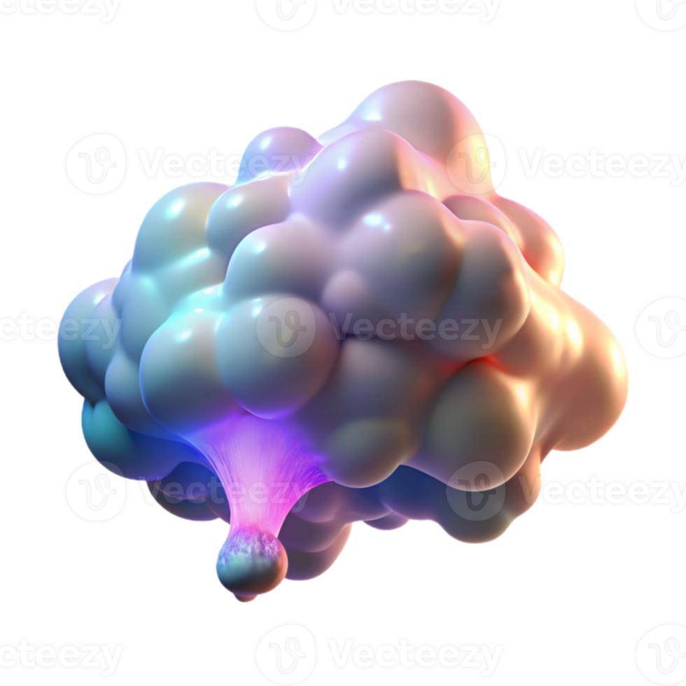 serene abstract A cloud of iridescent smoke, swirling and billowing, lit by a hidden, internal light source, in a vaporwave aesthetic original png