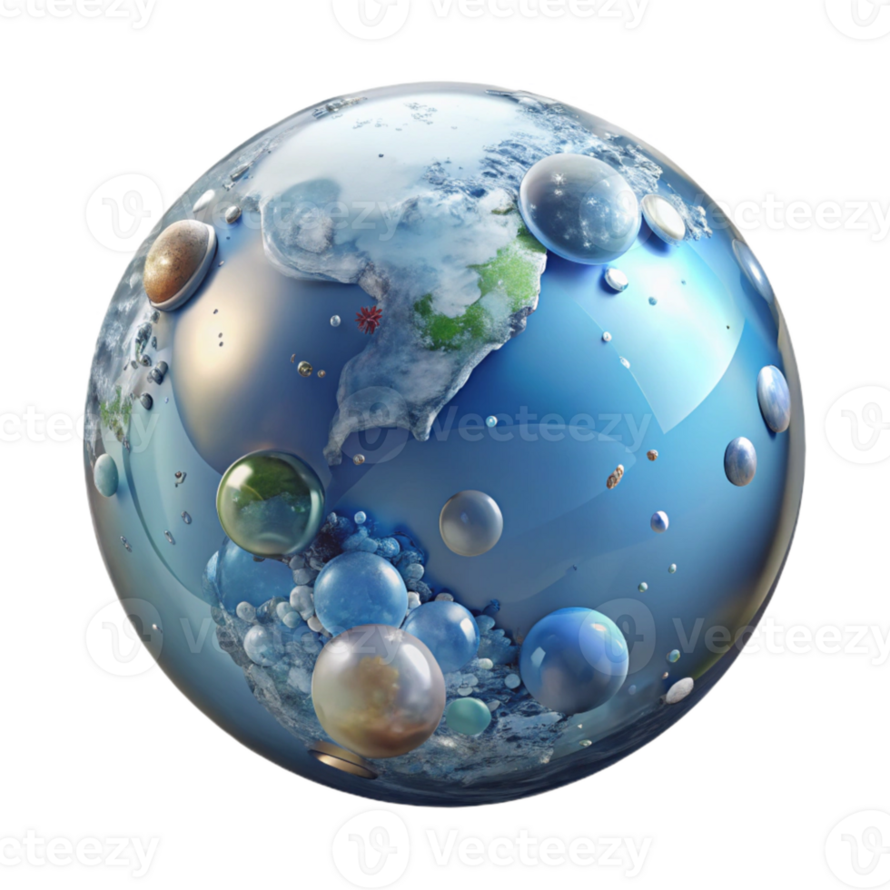 dramatic artistic Crystal Clear Water Globe Planet Transparent for Eco Awareness professional png