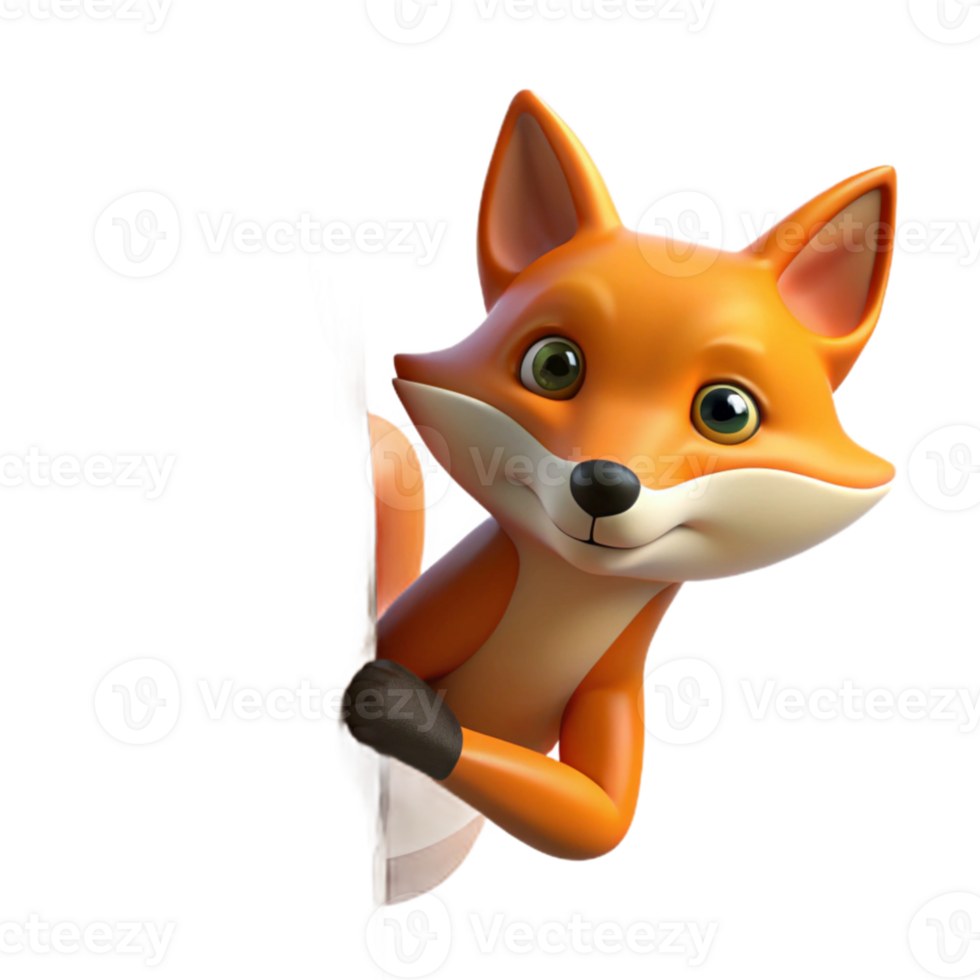 elegant vintage A sly fox peering out from behind a tree, autumnal forest setting, cunning and intelligent authentic png
