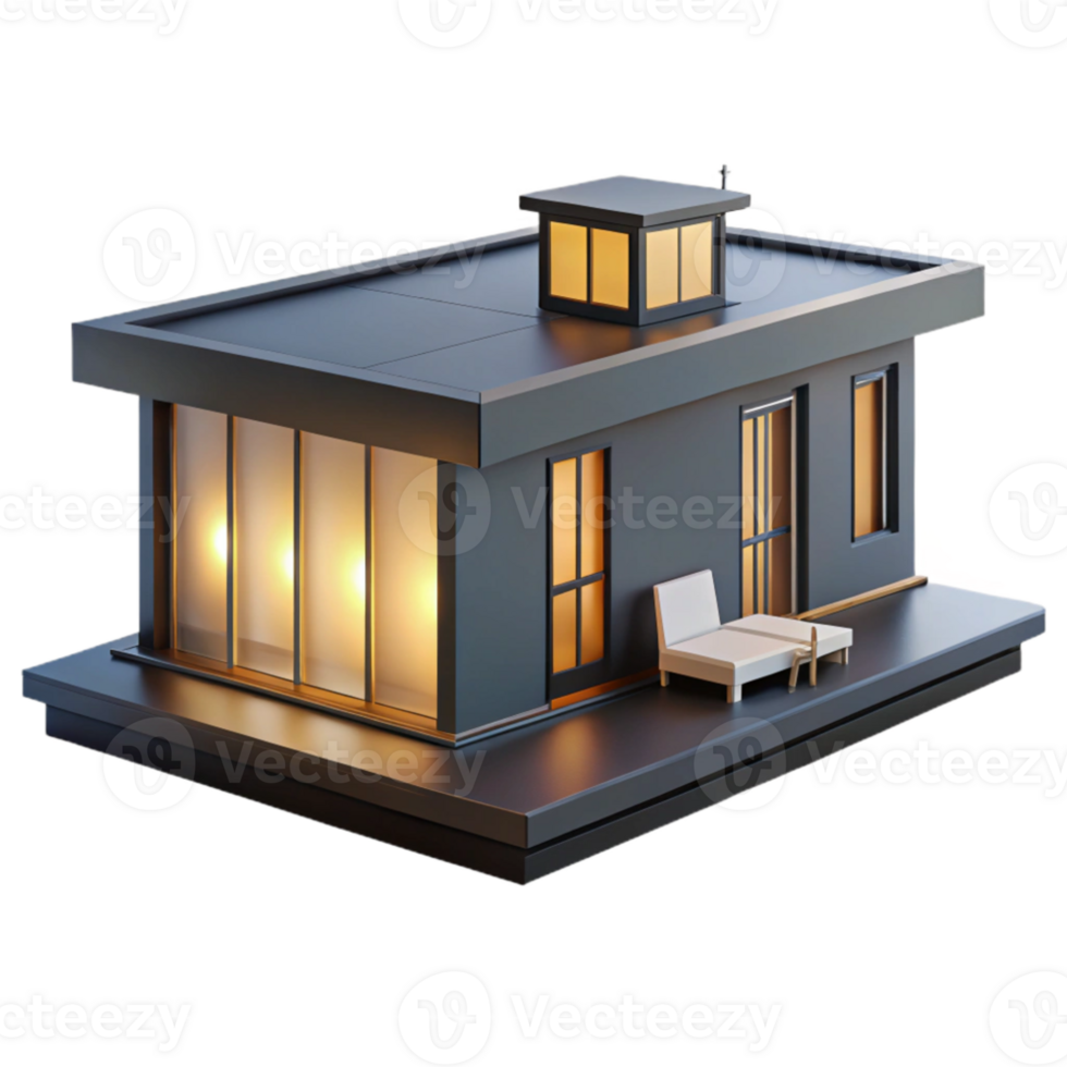 extraordinary contemporary Prefabricated modular house, sleek design, customizable elements, even lighting high resolution png