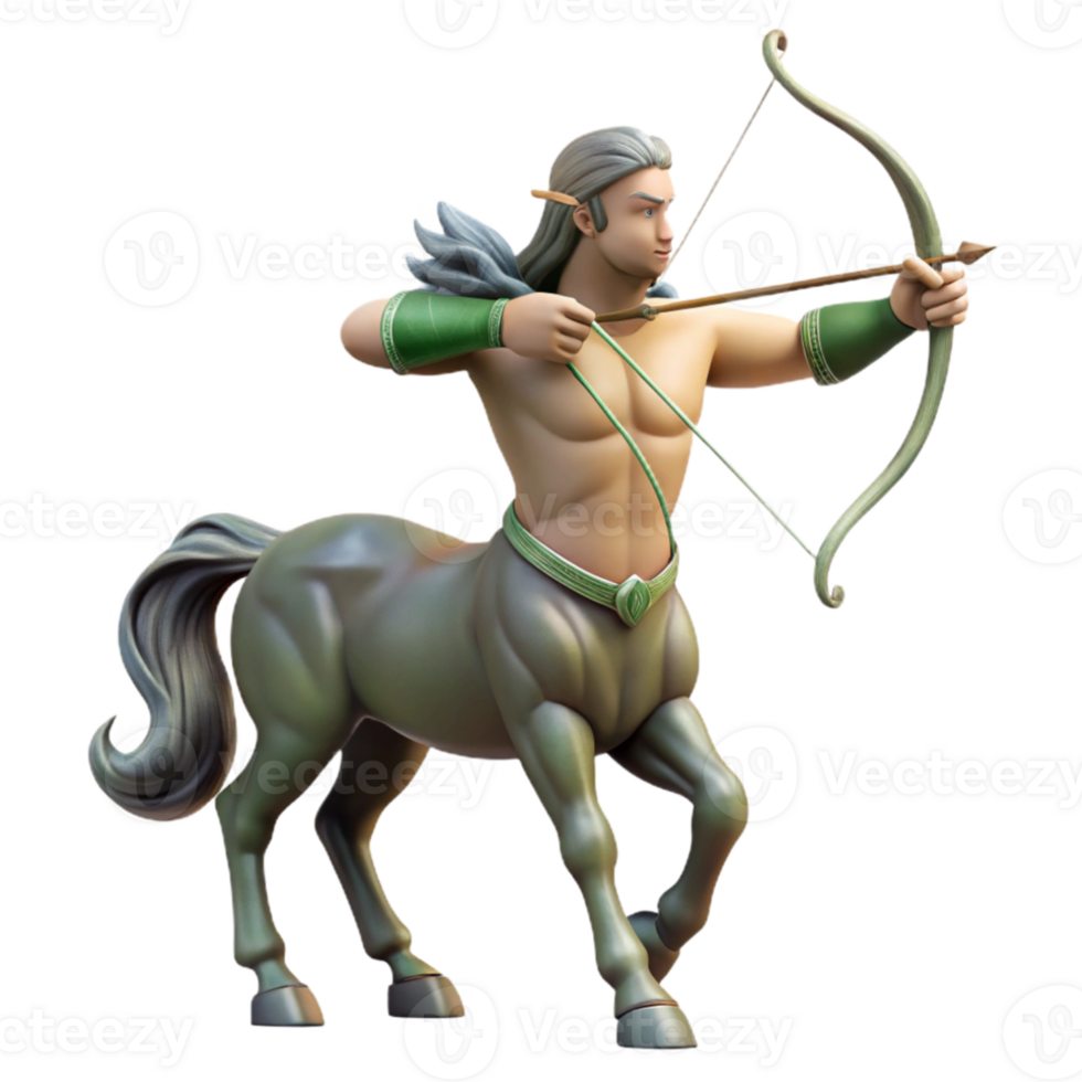 impressive rustic A wise centaur aiming a bow and arrow, his horse half muscular and powerful, set in a misty forest, realistic style, soft diffused light high quality png