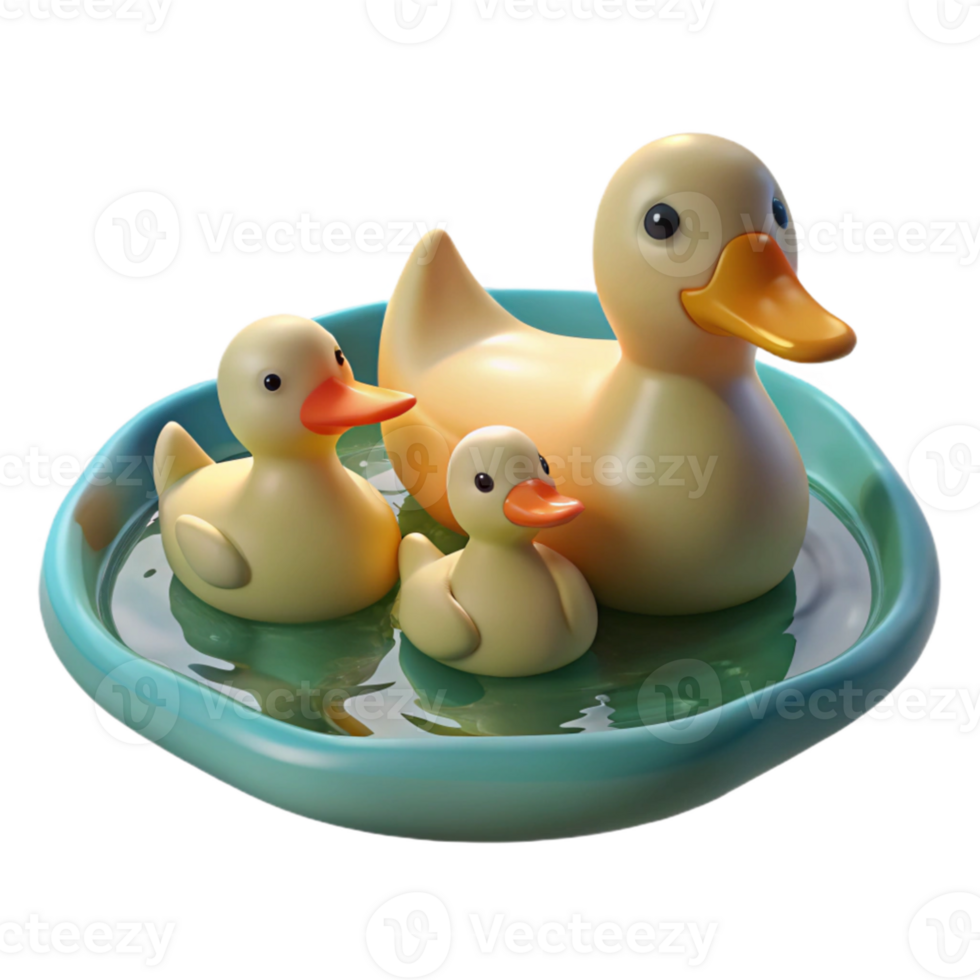 extraordinary minimalist A family of ducks swimming in a pond, park setting, soft afternoon light, impressionistic style high resolution png