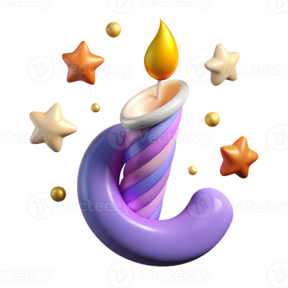 extraordinary artistic Curved Birthday Candle with Stars Transparent for Festive Projects high resolution png