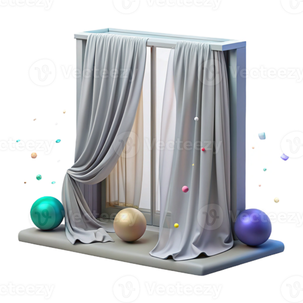 serene creative Curtains Draped Sheer Fabric Isolated Window Treatment png