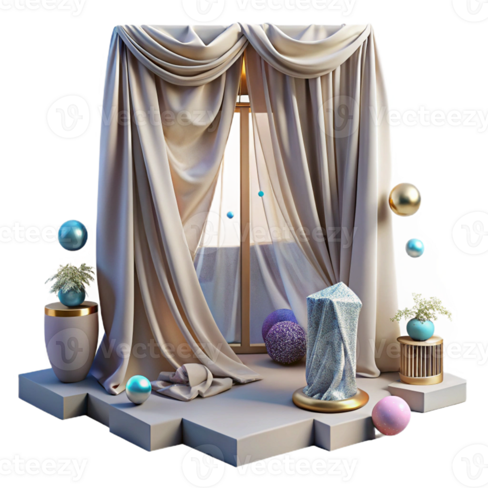 magnificent vintage Curtains Draped Sheer Fabric Isolated Window Treatment high quality png