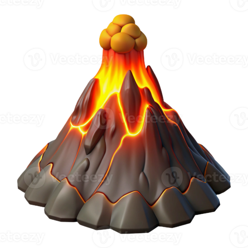 vibrant contemporary A volcanic eruption with lava flowing down the mountainside, fiery glow, dramatic lighting professional png