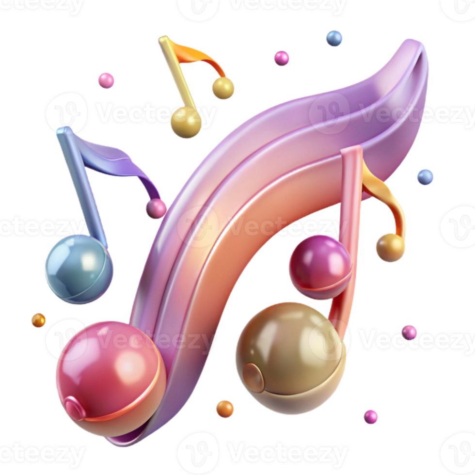 elegant creative Curved Music Notes Transparent Background for Music Branding detailed png