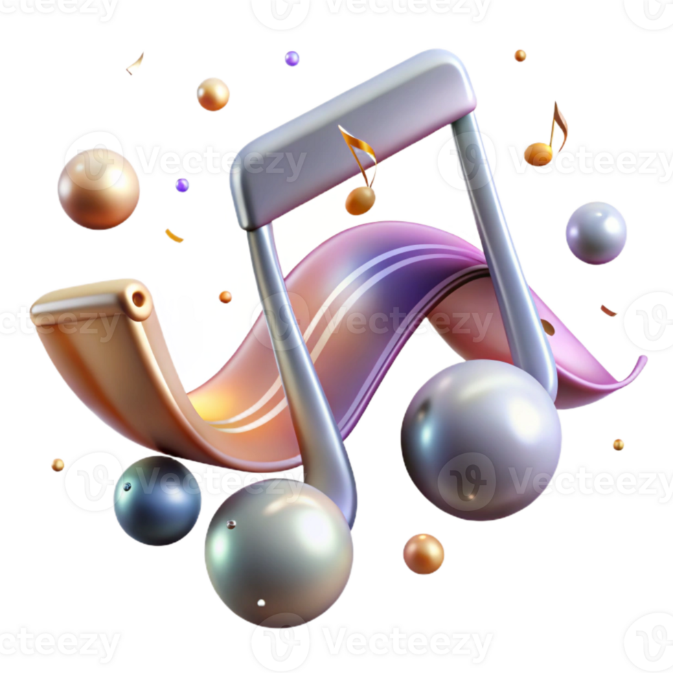 serene abstract Curved Music Notes Transparent Background for Music Branding original png