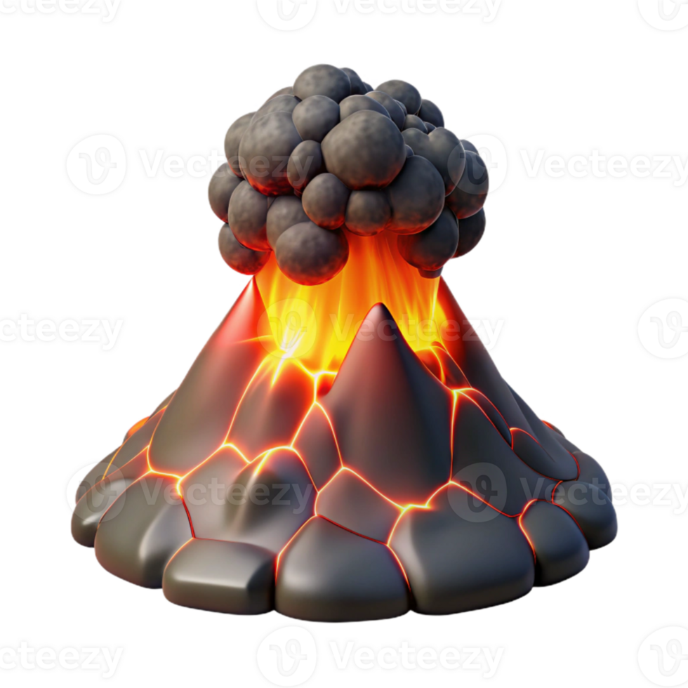 stunning creative A volcanic eruption, spewing lava and ash, dramatic lighting, photorealistic style detailed png