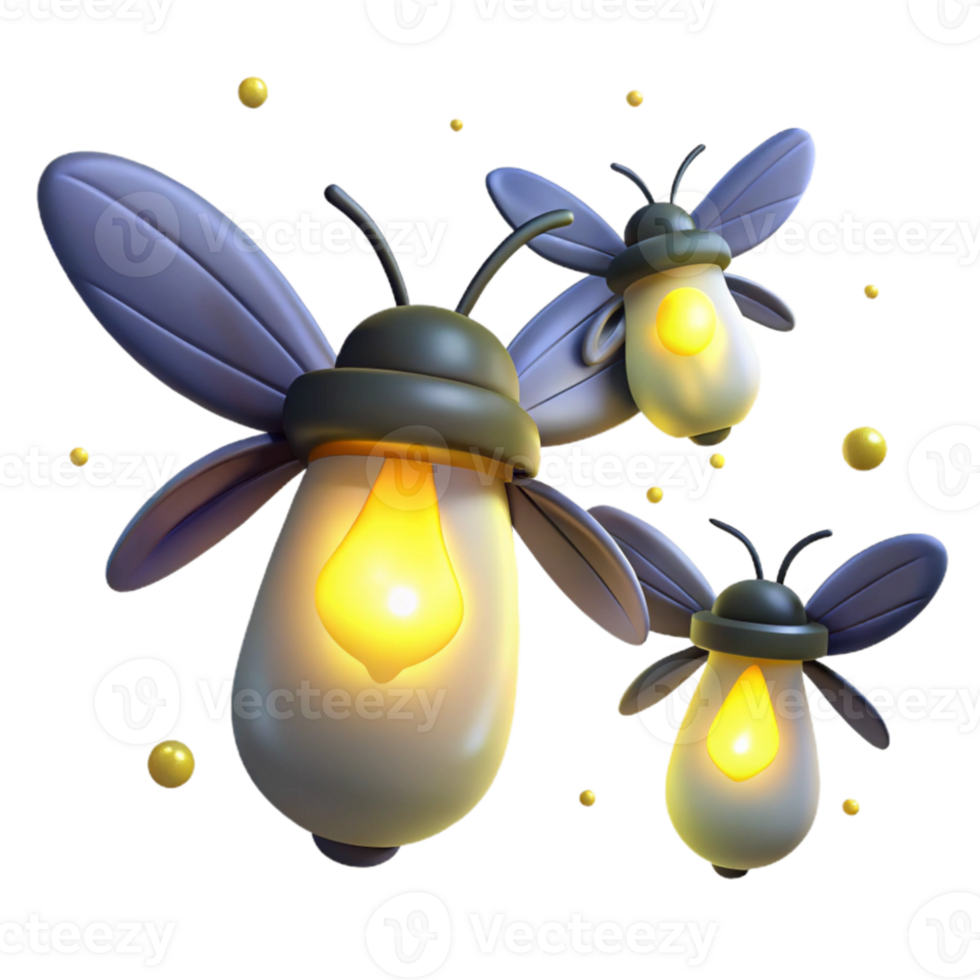 wonderful abstract A group of fireflies glowing in the night, magical lighting, ethereal style premium png