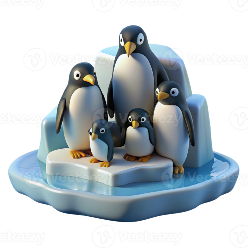 wonderful contemporary A group of penguins huddled together on an ice floe, Antarctic setting, overcast lighting, realistic style high quality png