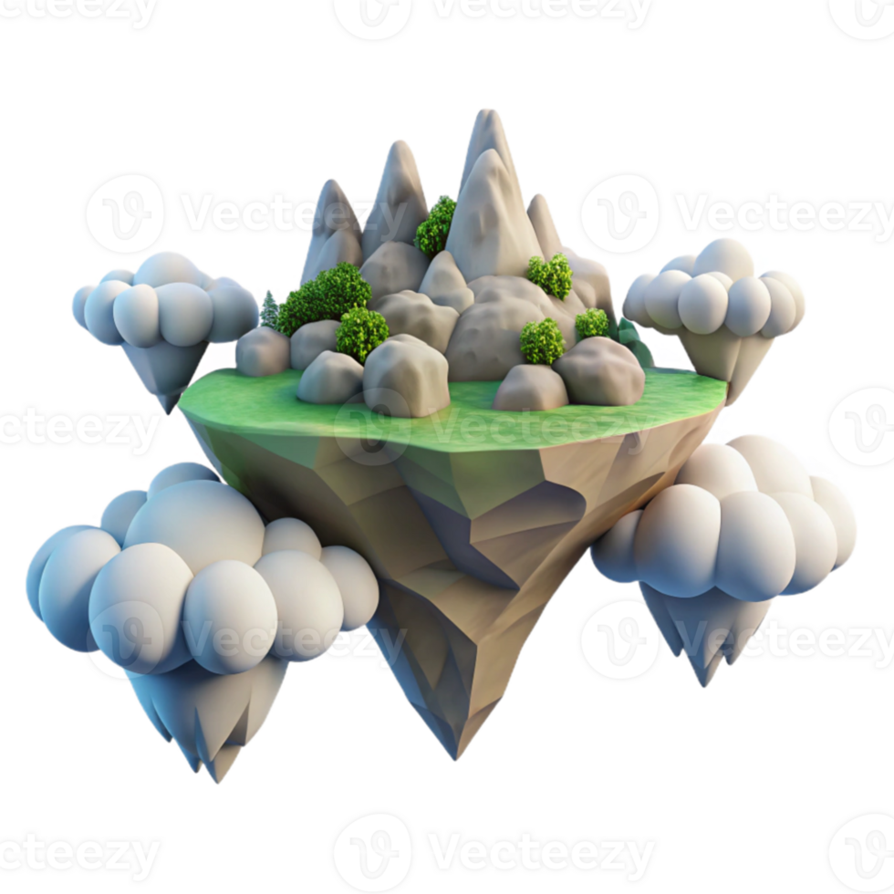 extraordinary classic A floating island amidst a sea of clouds, dreamlike setting, fantasy art genuine png