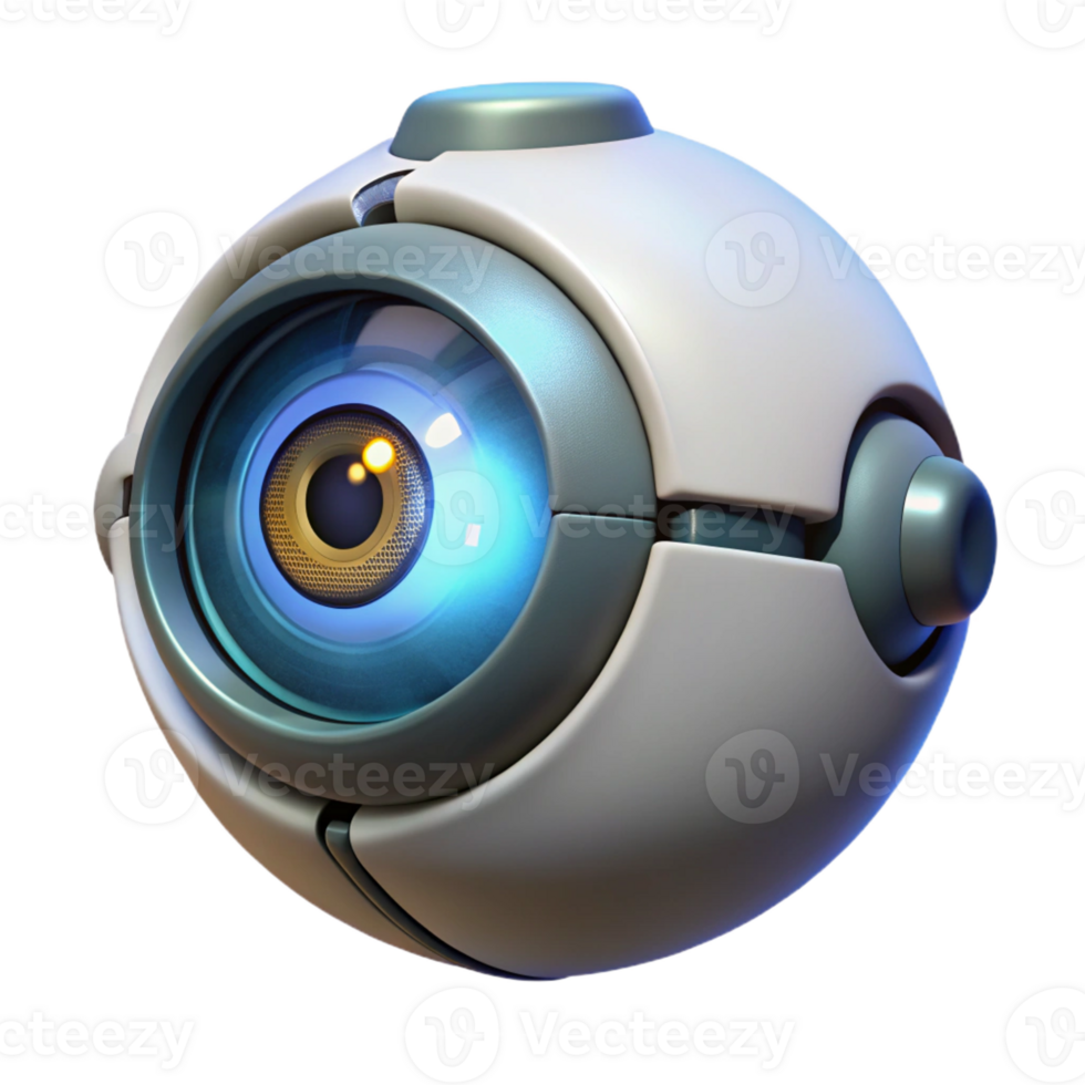 beautiful artistic A robotic eye gazing intently at the viewer, illuminated by a single light source, in a mysterious, sci-fi style premium png