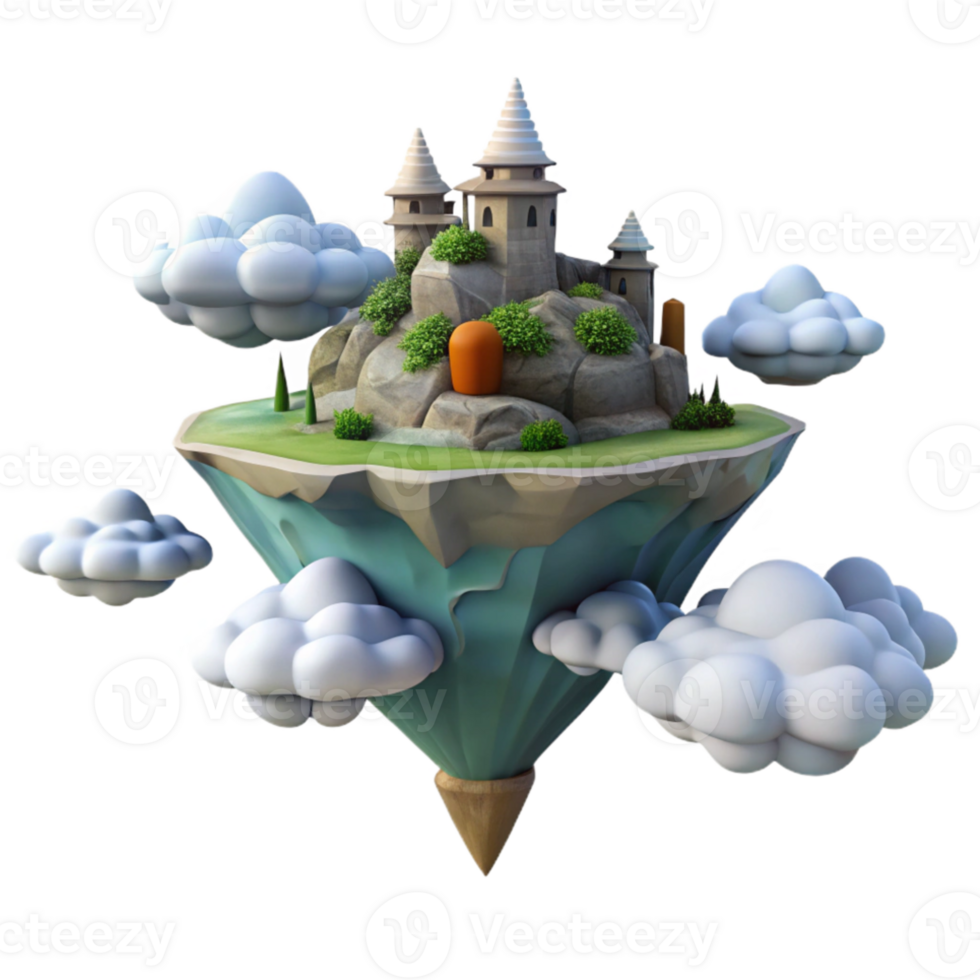 wonderful modern A floating island amidst a sea of clouds, dreamlike setting, fantasy art authentic png