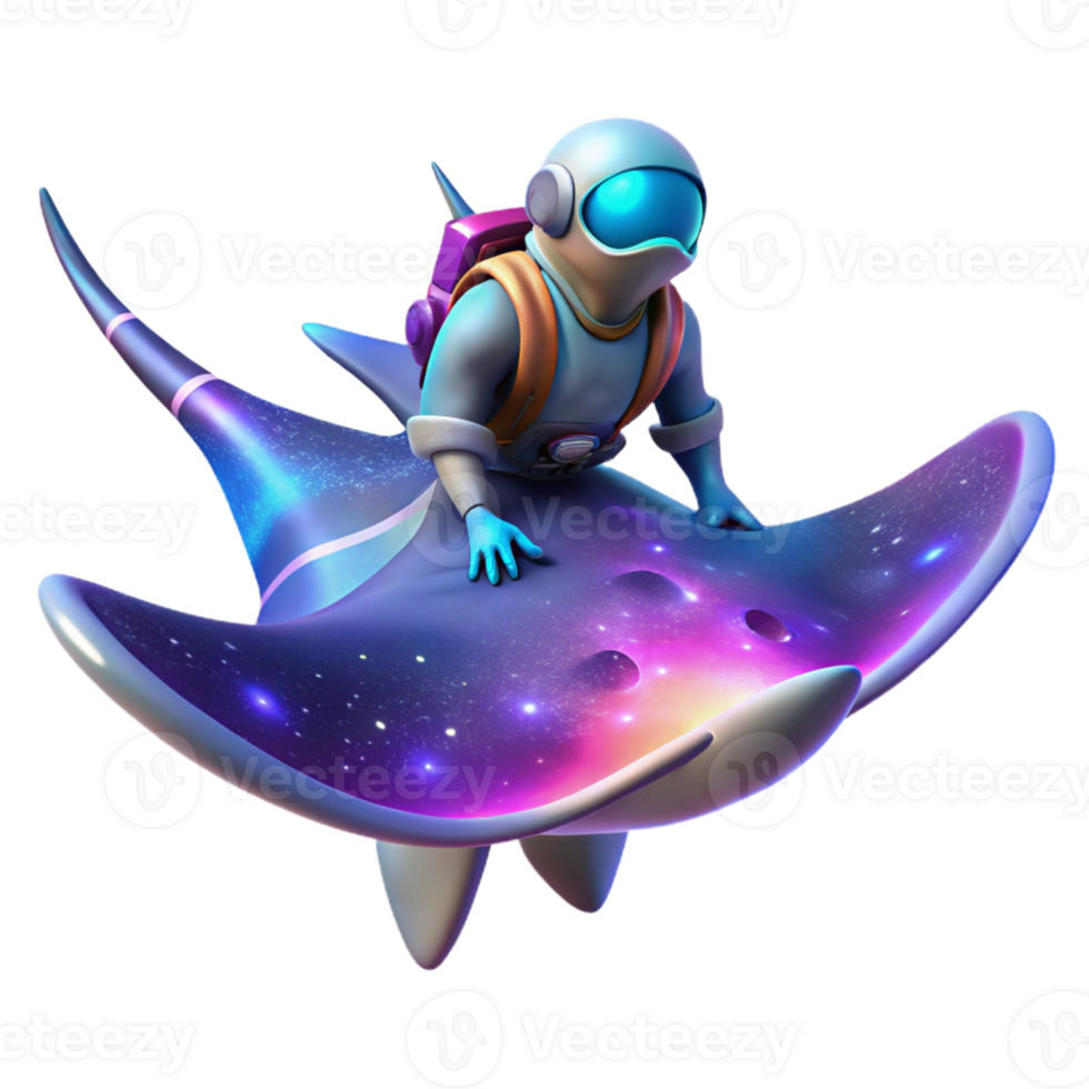extraordinary modern A space explorer riding a giant space manta ray through a nebula. Fantastical, dynamic, colorful lighting genuine png